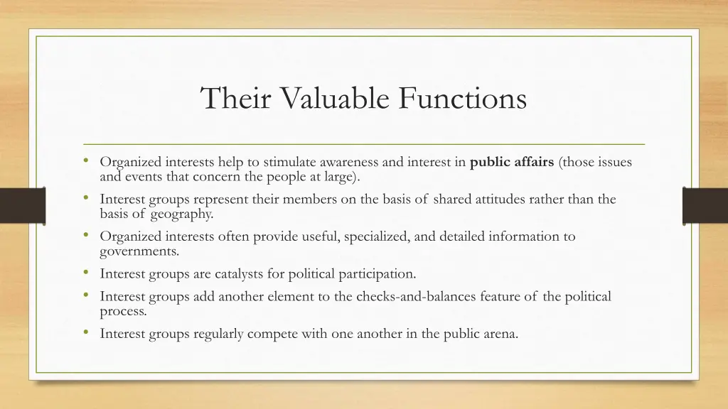 their valuable functions