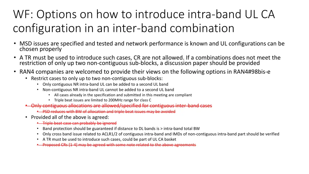 wf options on how to introduce intra band
