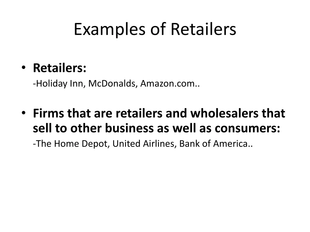 examples of retailers