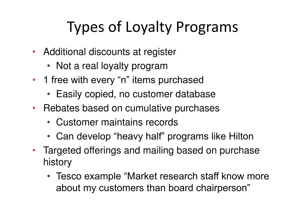 types of loyalty programs