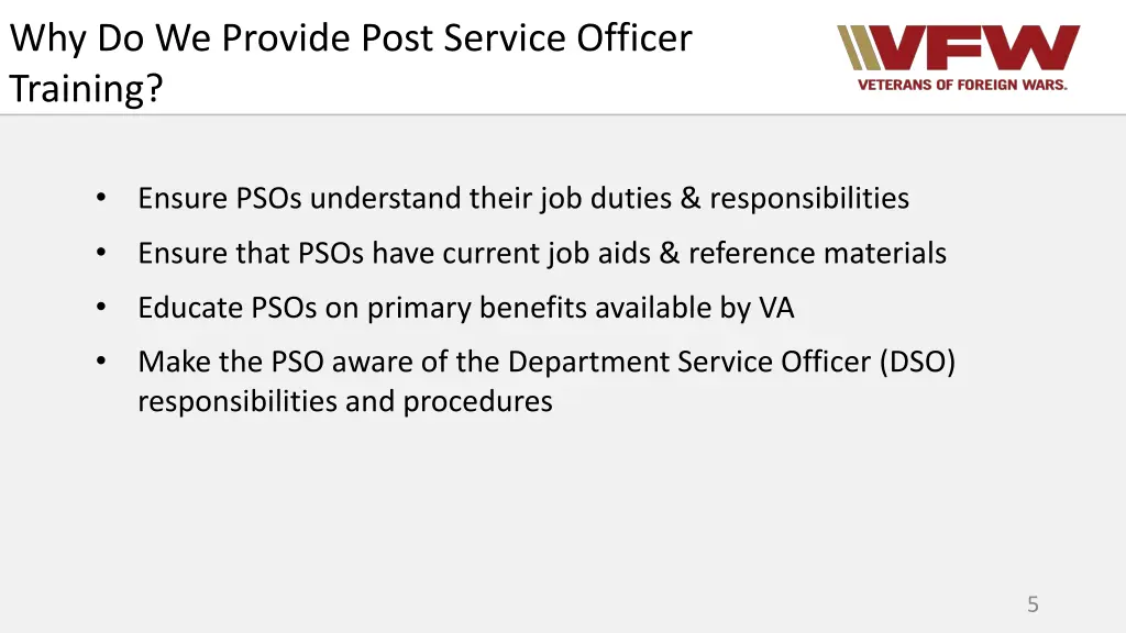 why do we provide post service officer training
