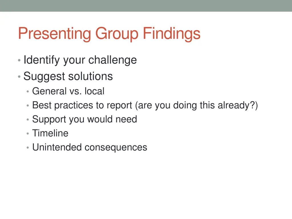 presenting group findings