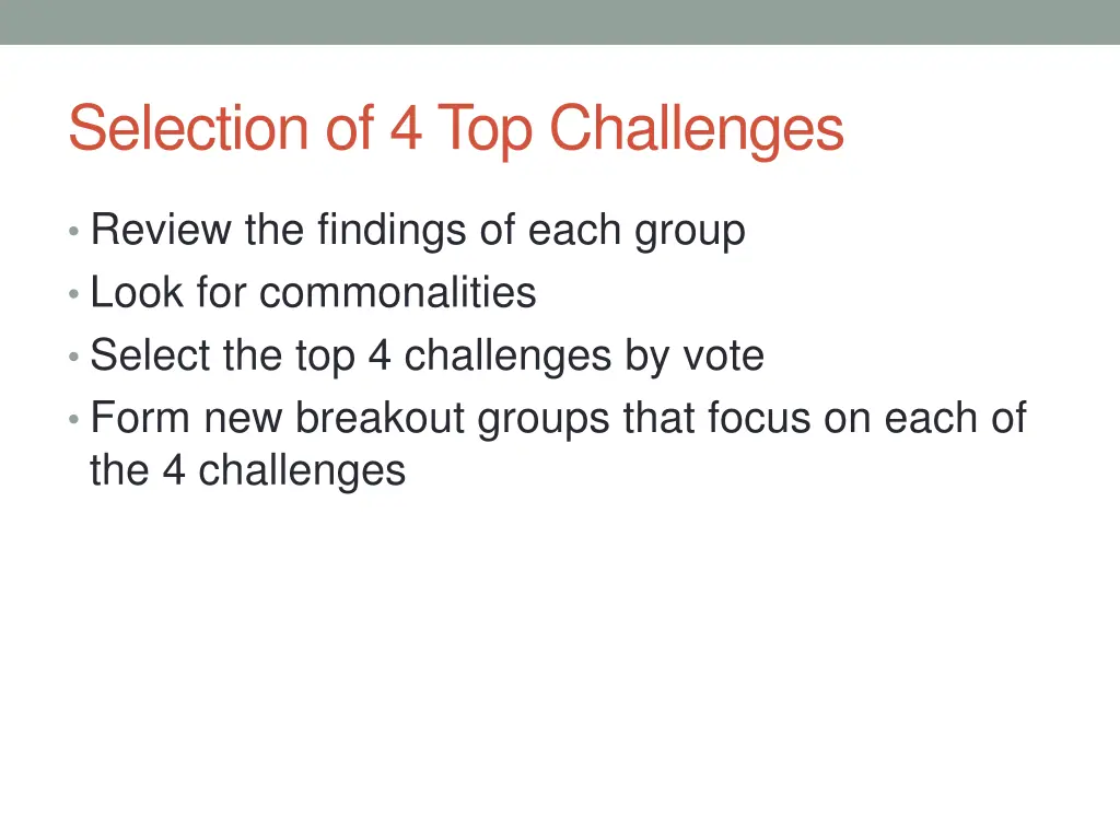 selection of 4 top challenges