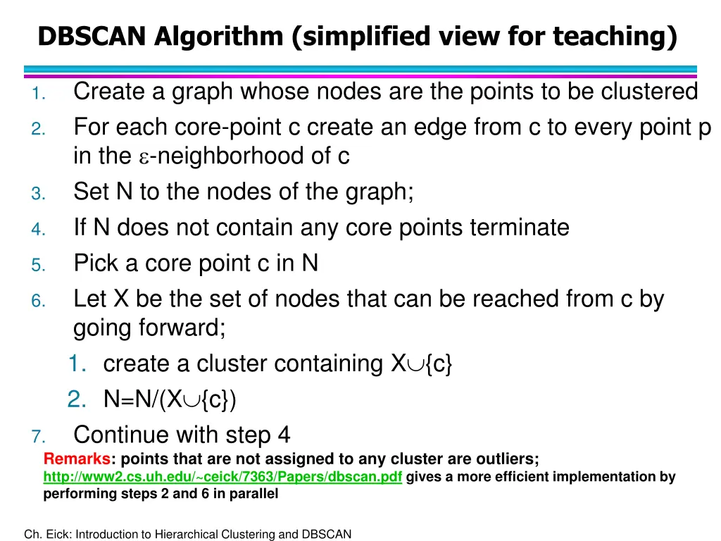 dbscan algorithm simplified view for teaching