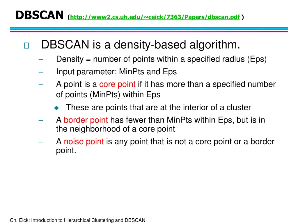 dbscan http www2 cs uh edu ceick 7363 papers