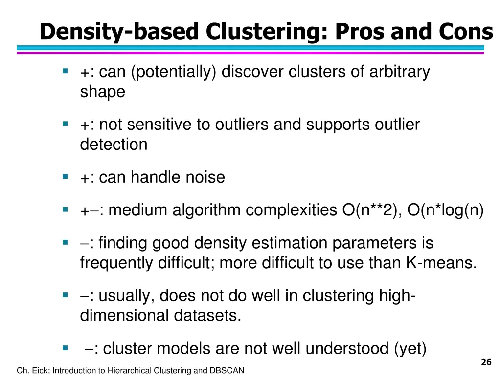 density based clustering pros and cons