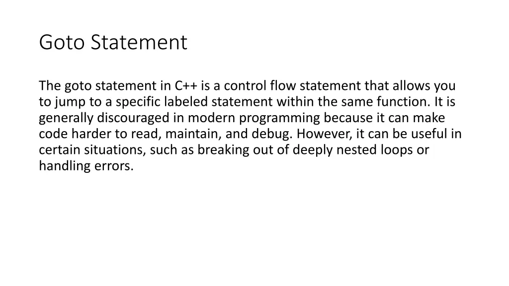 goto statement