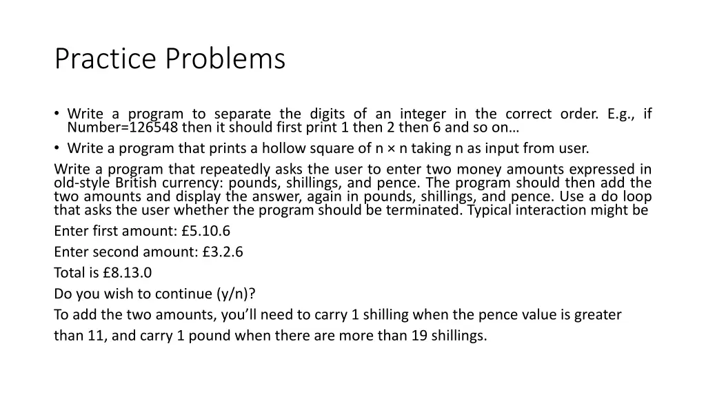 practice problems