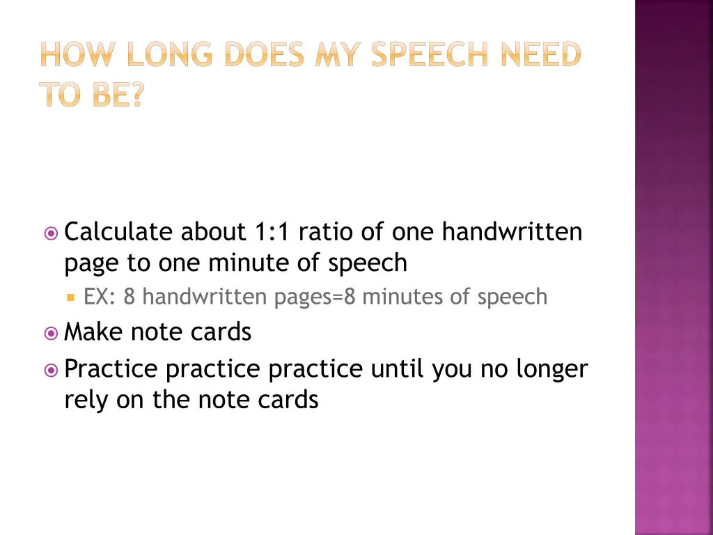 how long does my speech need to be