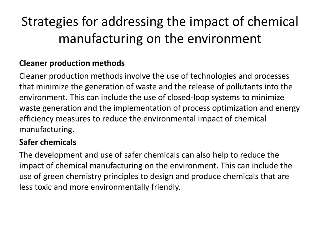 strategies for addressing the impact of chemical