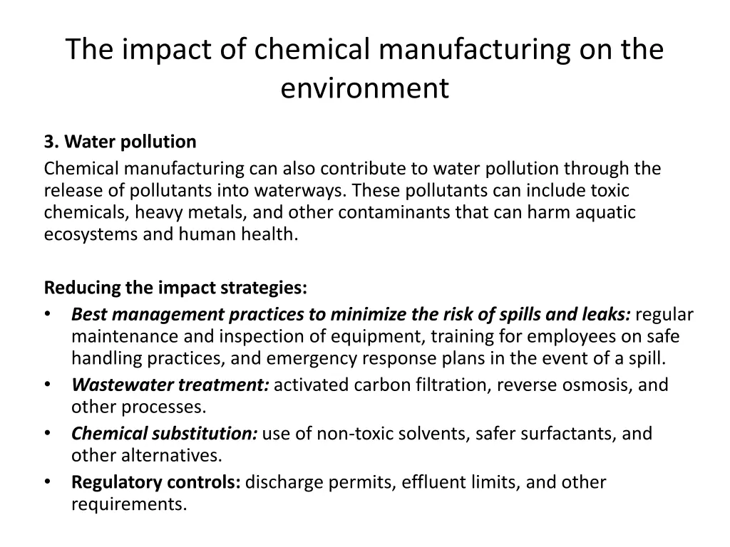 the impact of chemical manufacturing 2