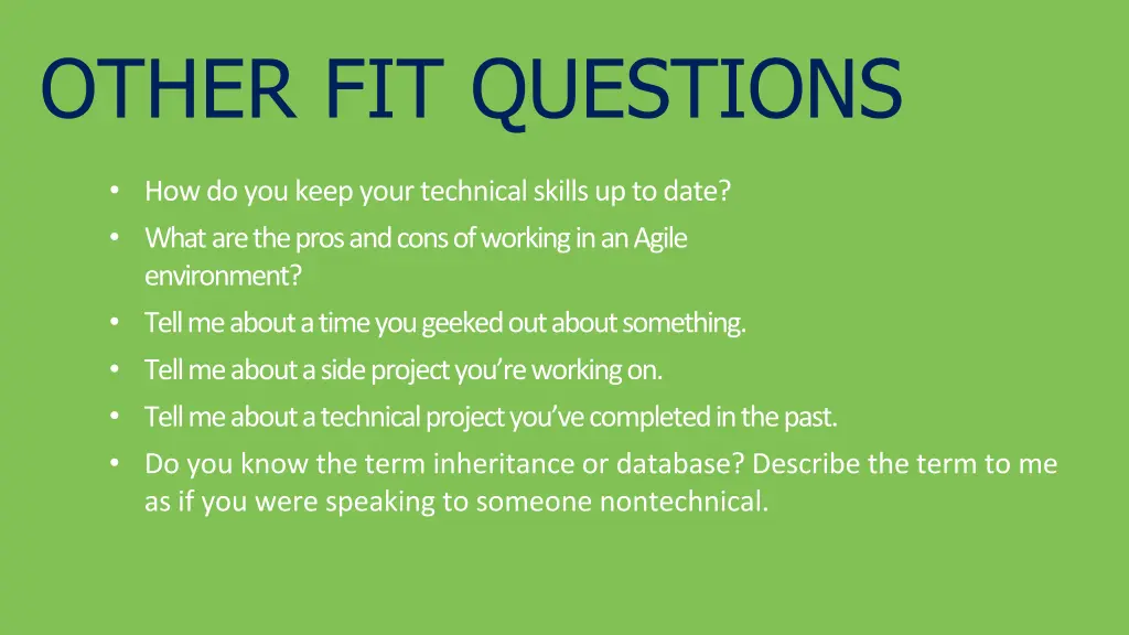 other fit questions