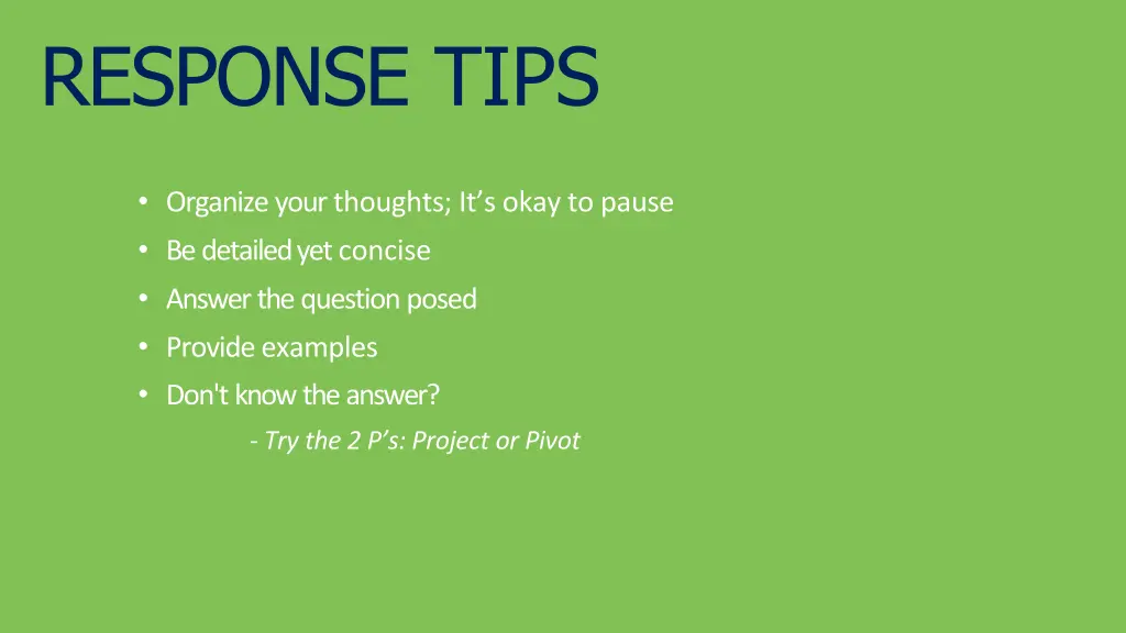 response tips