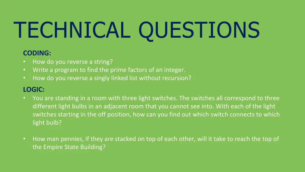 technical questions