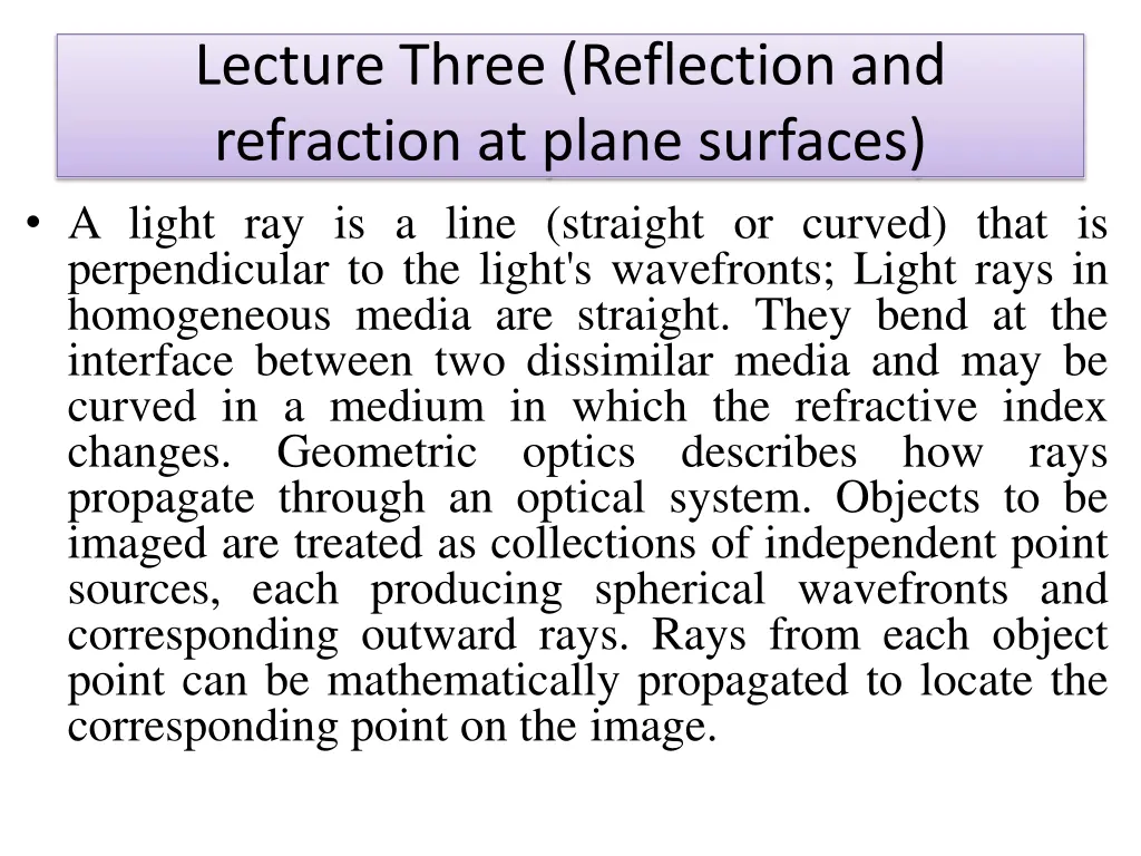 lecture three reflection and refraction at plane 1