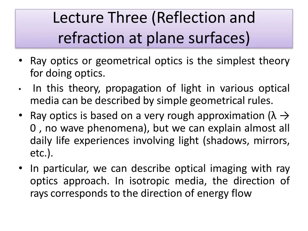 lecture three reflection and refraction at plane 2