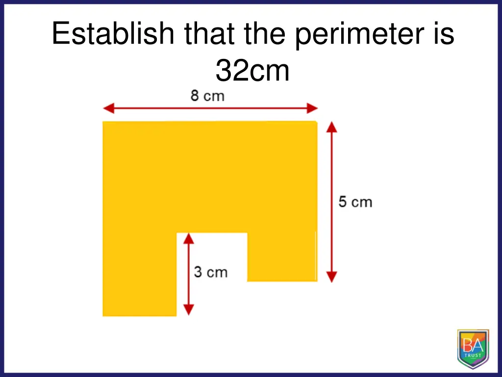 establish that the perimeter is 32cm