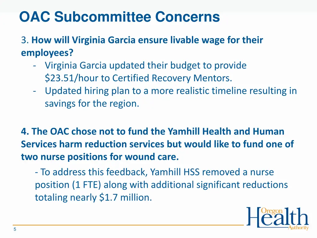 oac subcommittee concerns 1