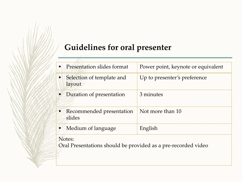 guidelines for oral presenter 1