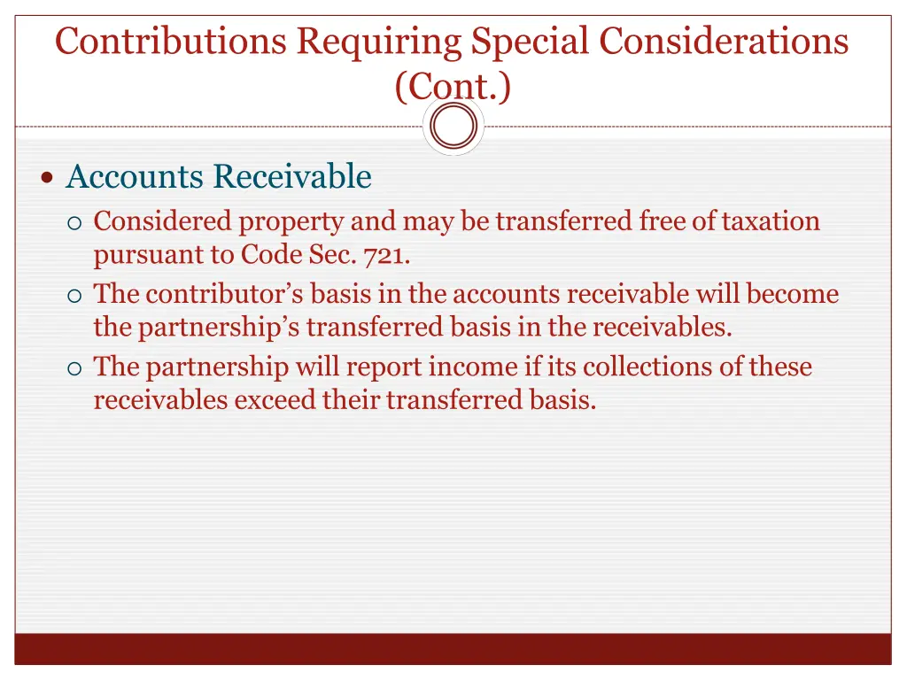 contributions requiring special considerations 2