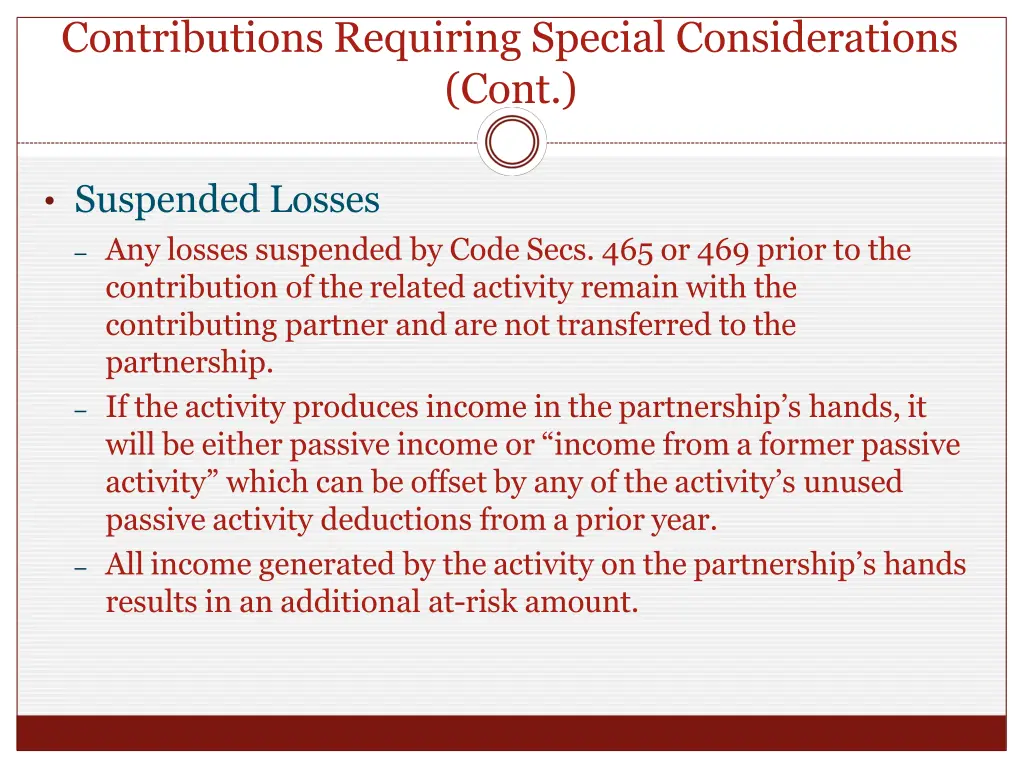 contributions requiring special considerations 3