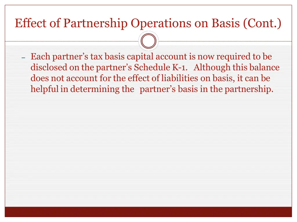 effect of partnership operations on basis cont 2
