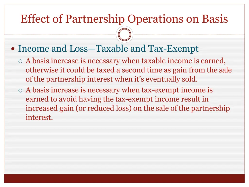 effect of partnership operations on basis
