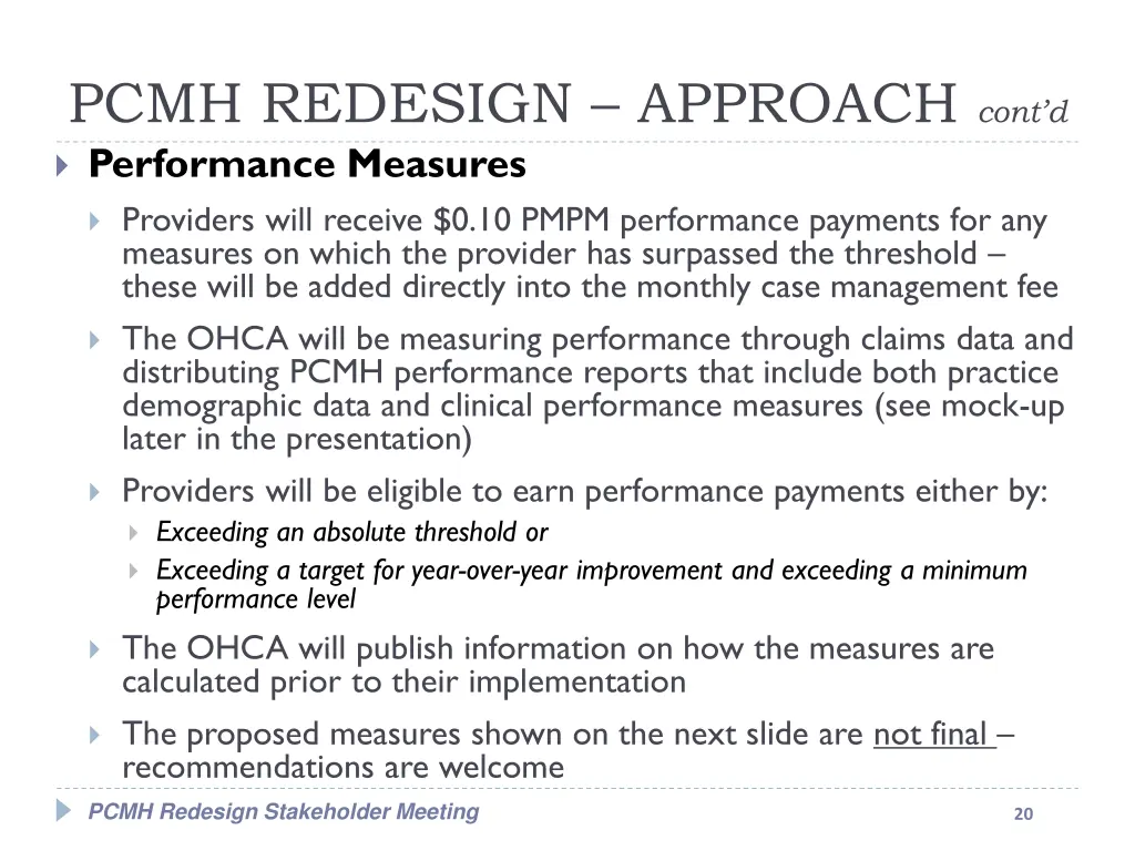 pcmh redesign approach cont d 5