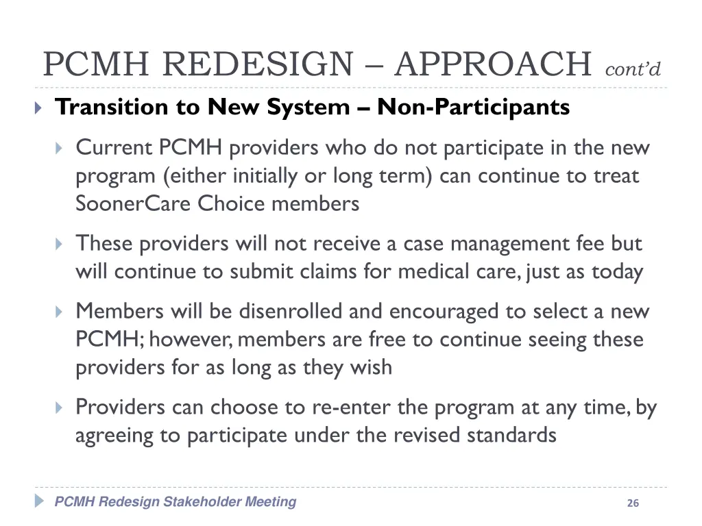 pcmh redesign approach cont d 8