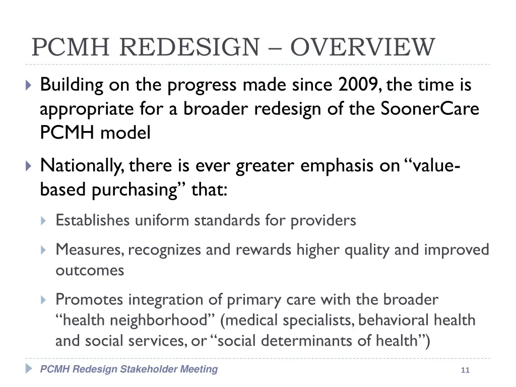 pcmh redesign overview