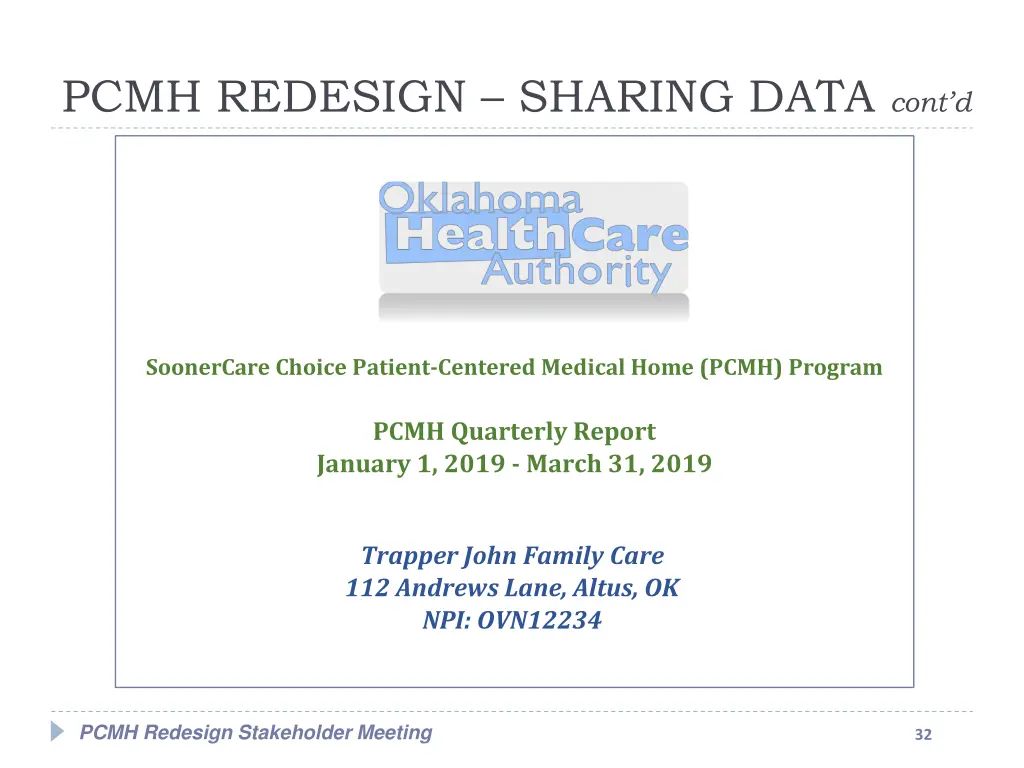 pcmh redesign sharing data cont d
