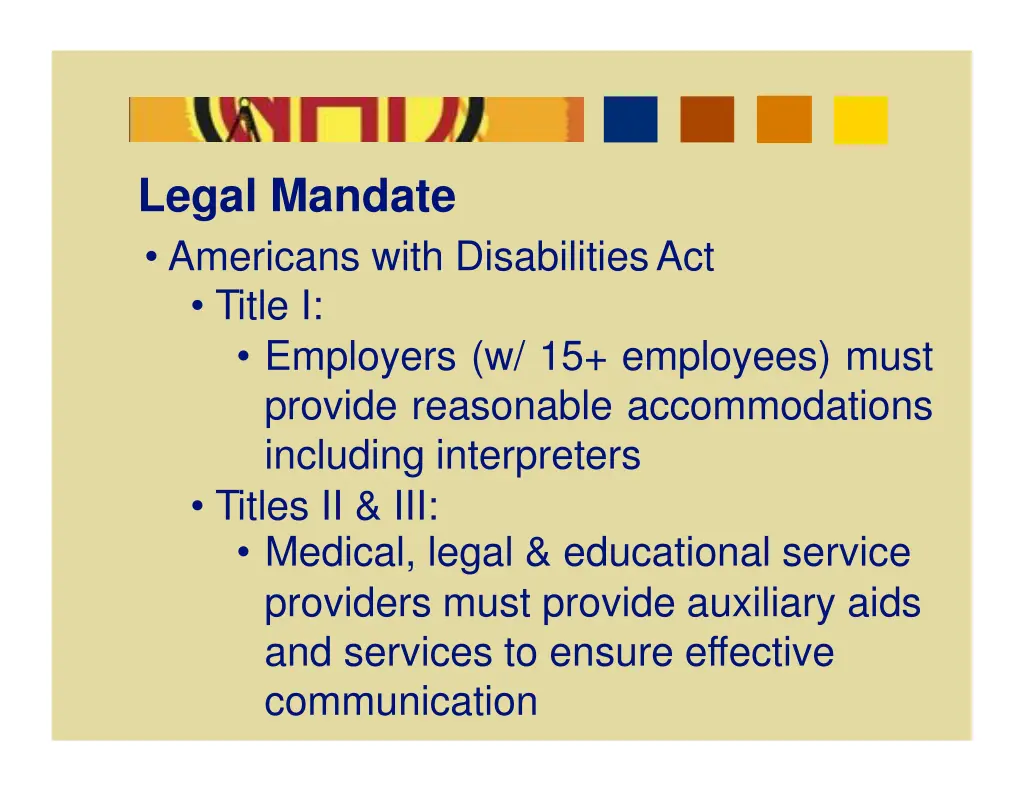 legal mandate americans with disabilitiesact
