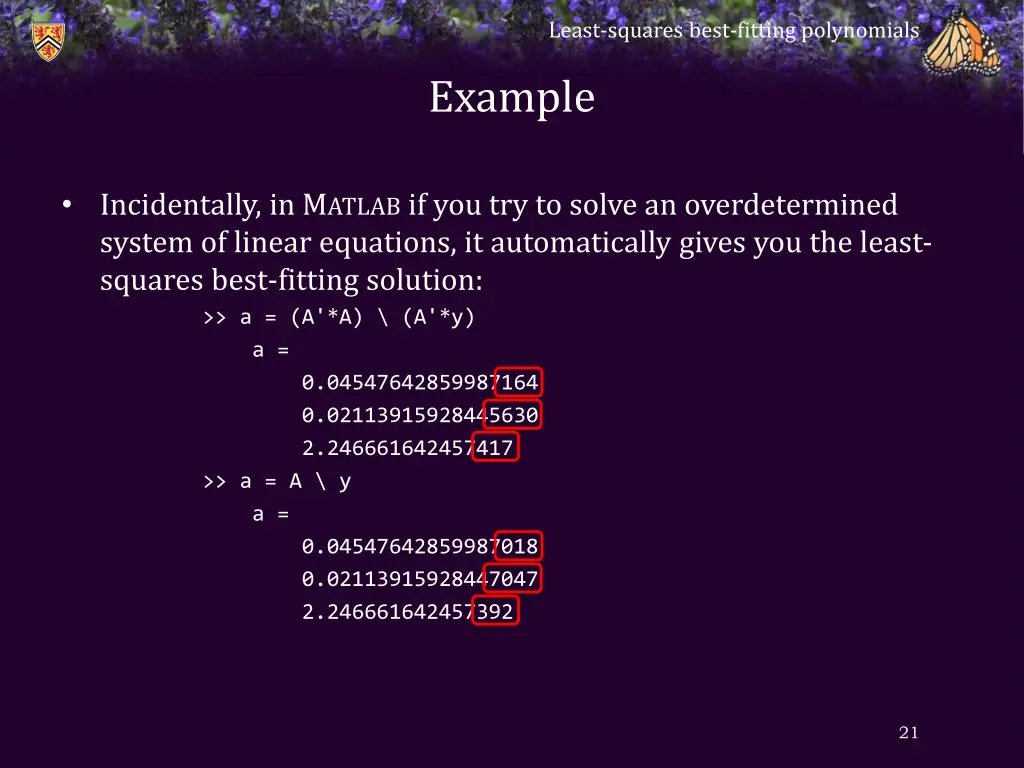least squares best fitting polynomials 19