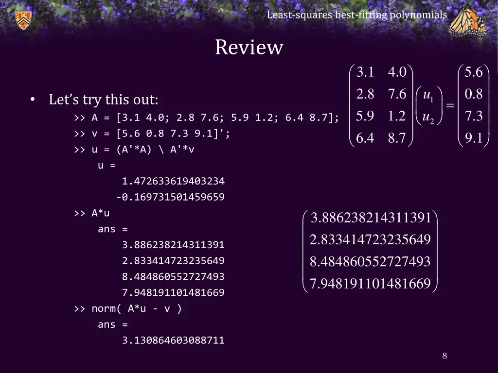 least squares best fitting polynomials 6
