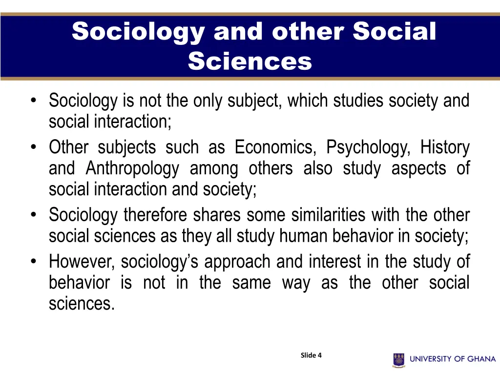 sociology and other social sciences