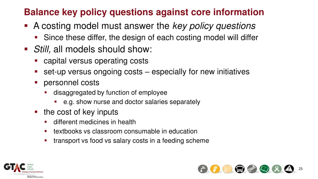 balance key policy questions against core