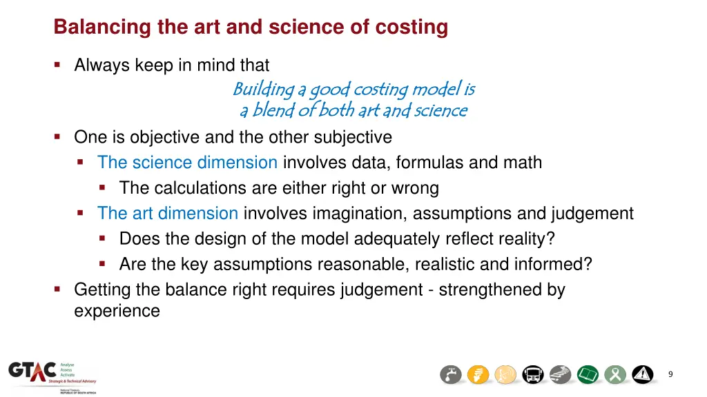 balancing the art and science of costing 1
