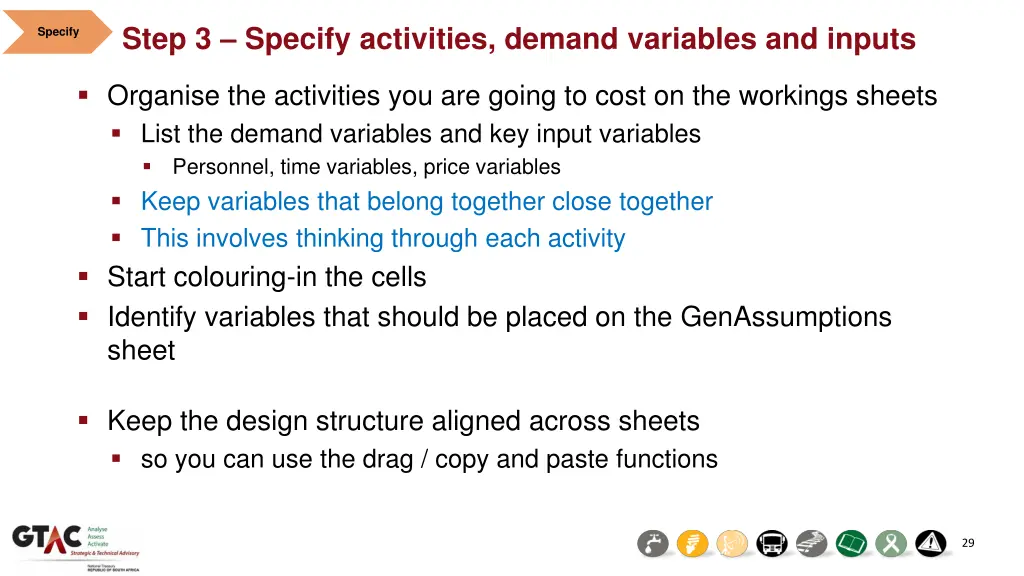 step 3 specify activities demand variables