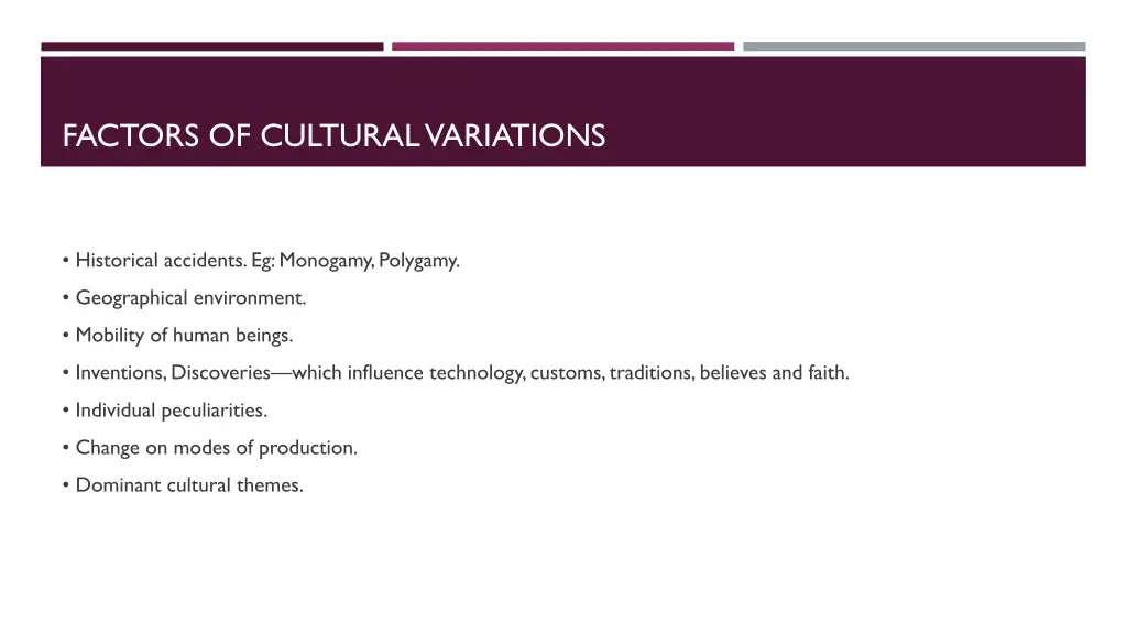 factors of cultural variations