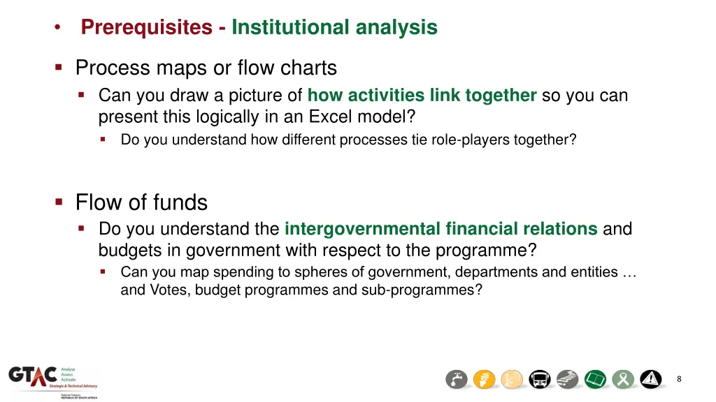 prerequisites institutional analysis