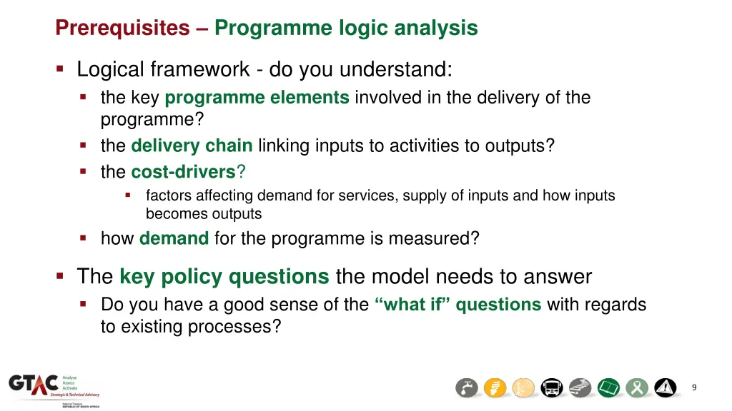 prerequisites programme logic analysis