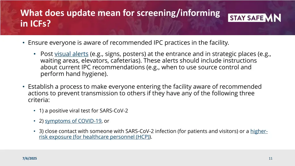 what does update mean for screening informing