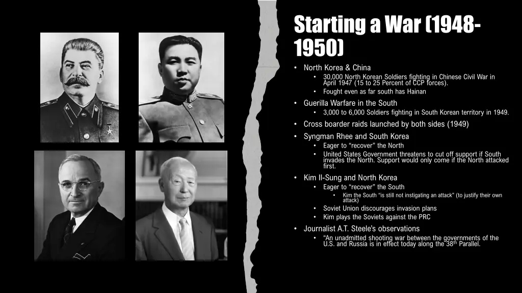 starting a war 1948 1950 north korea china