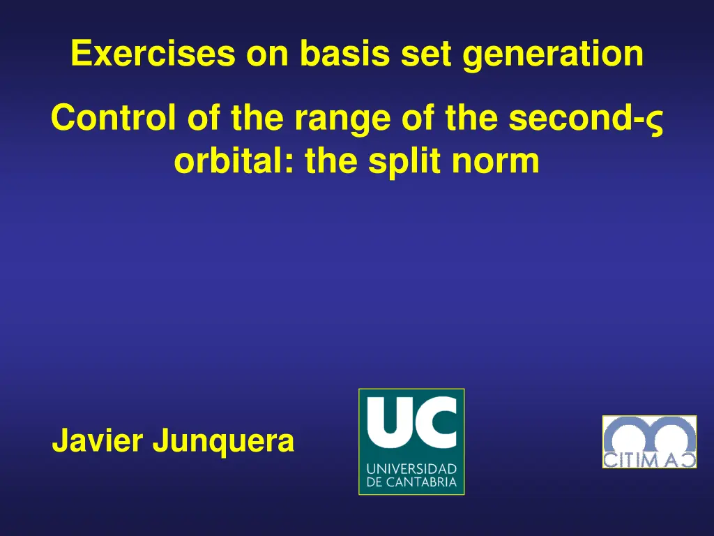 exercises on basis set generation