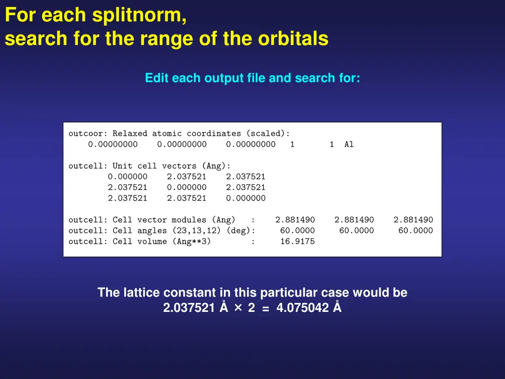 for each splitnorm search for the range 2