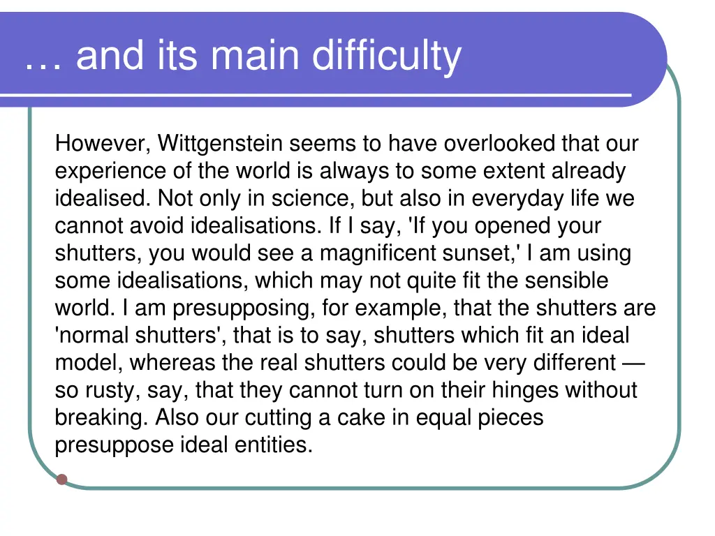 and its main difficulty