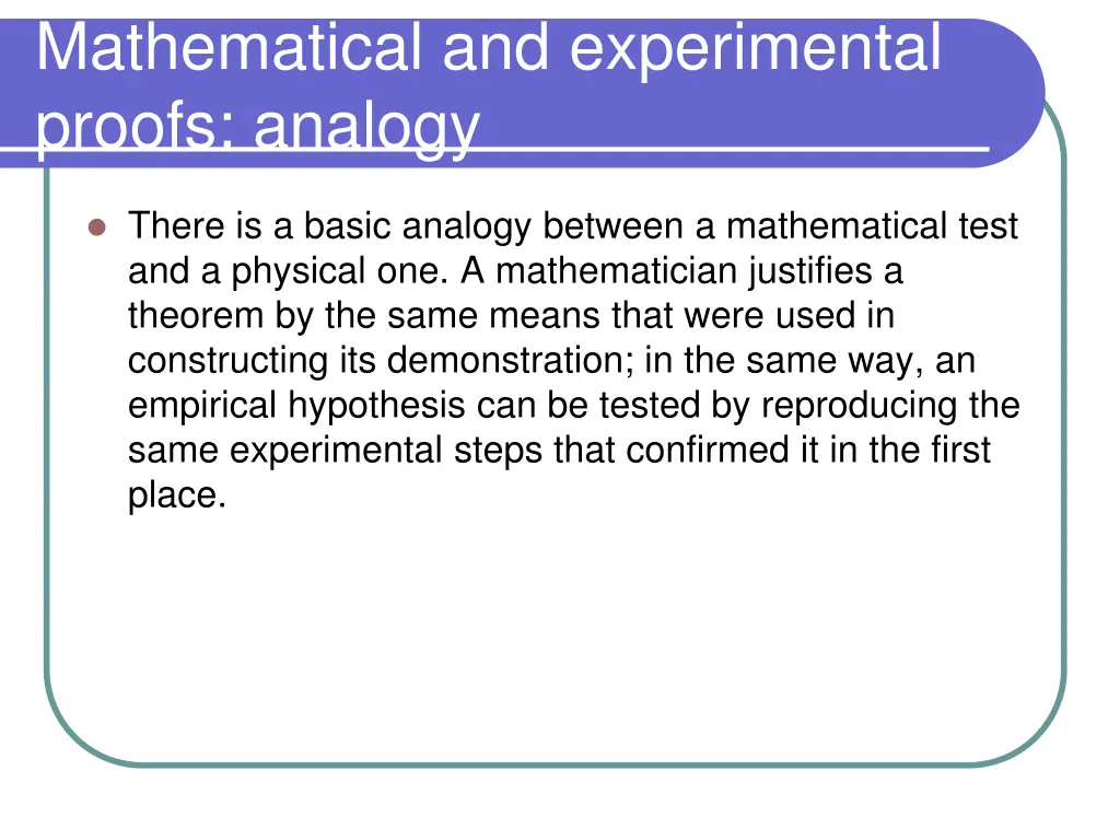 mathematical and experimental proofs analogy