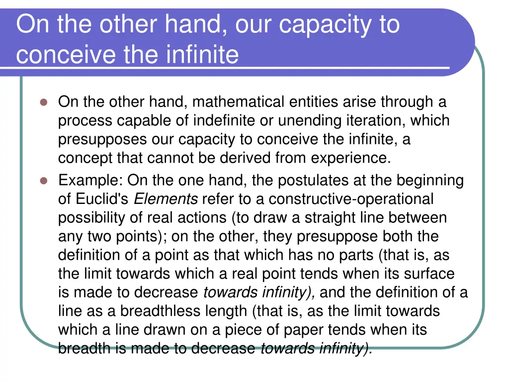 on the other hand our capacity to conceive