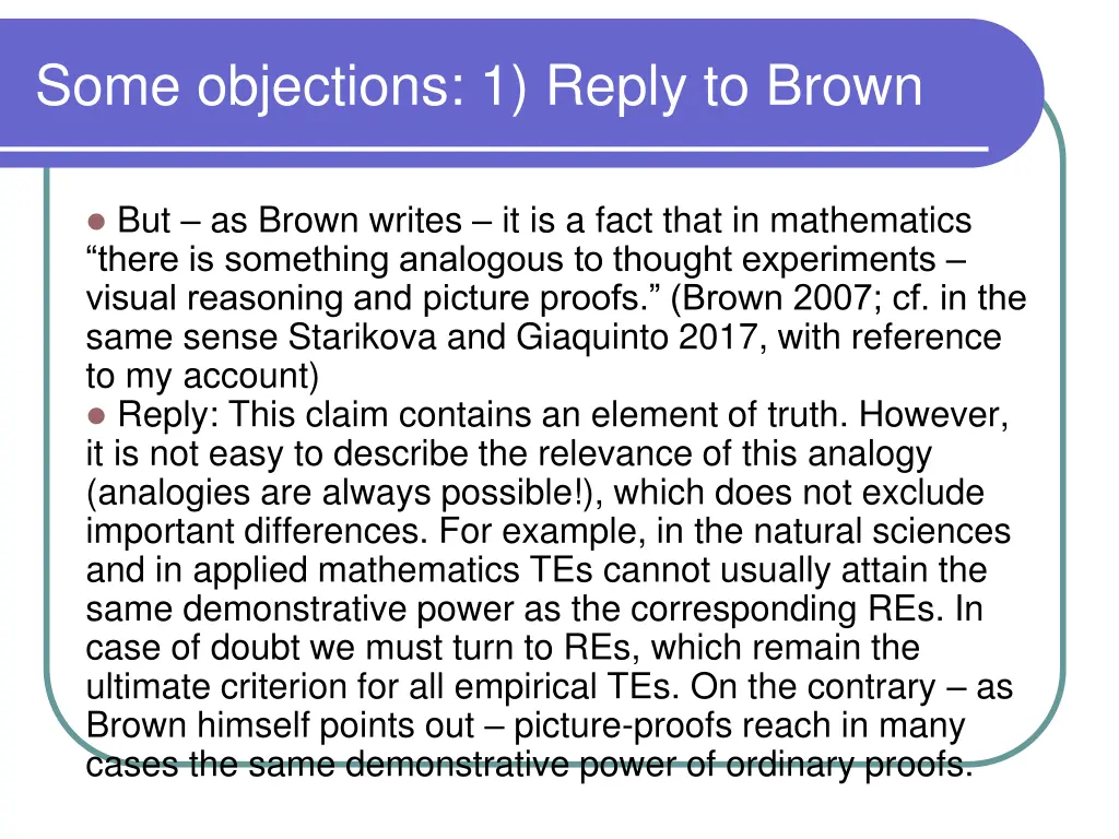 some objections 1 reply to brown