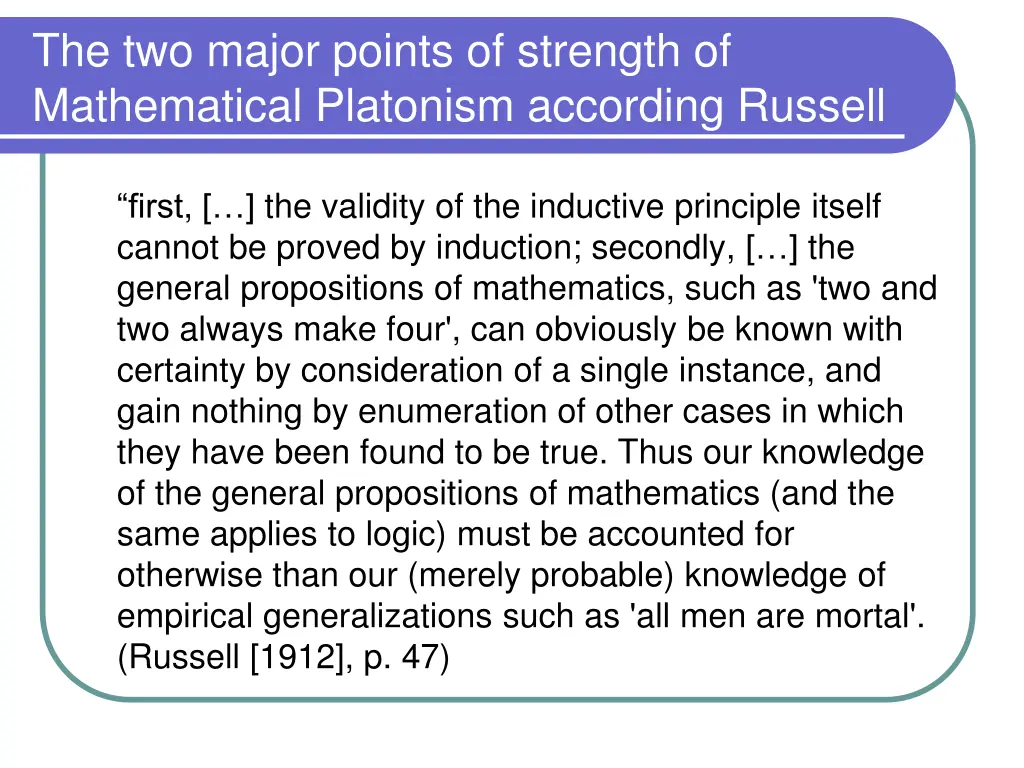 the two major points of strength of mathematical